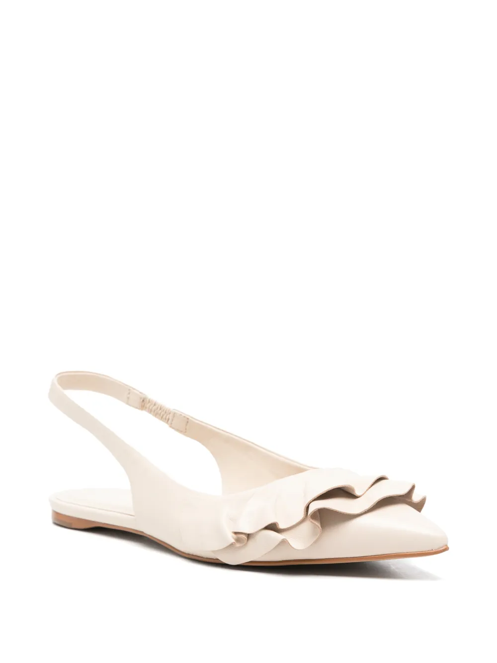 CARRANO ruffled slingback flat sandals Beige
