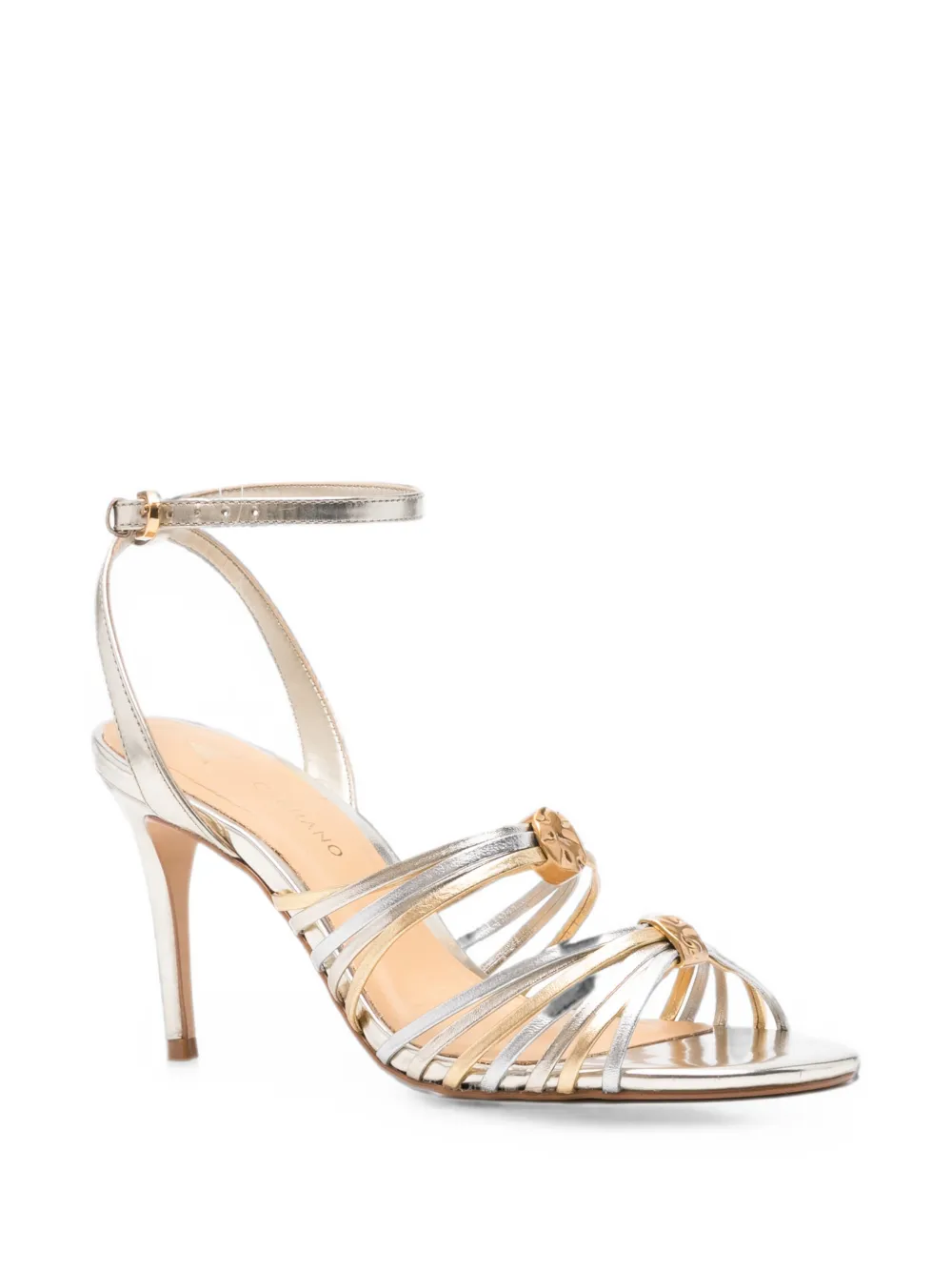 CARRANO Metallic sandalen met meerdere bandjes Zilver