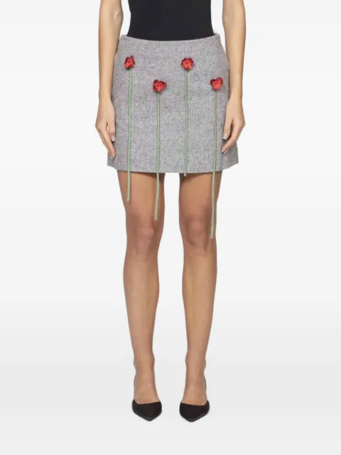 Moschino — flower-embellished silk mini skirt