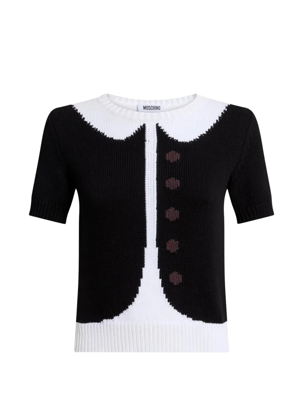 Moschino collared buttoned cotton top - Nero