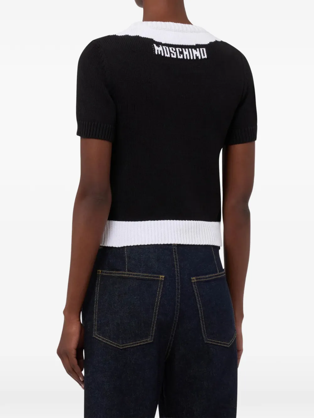 Moschino Top met knopen en kraag Zwart