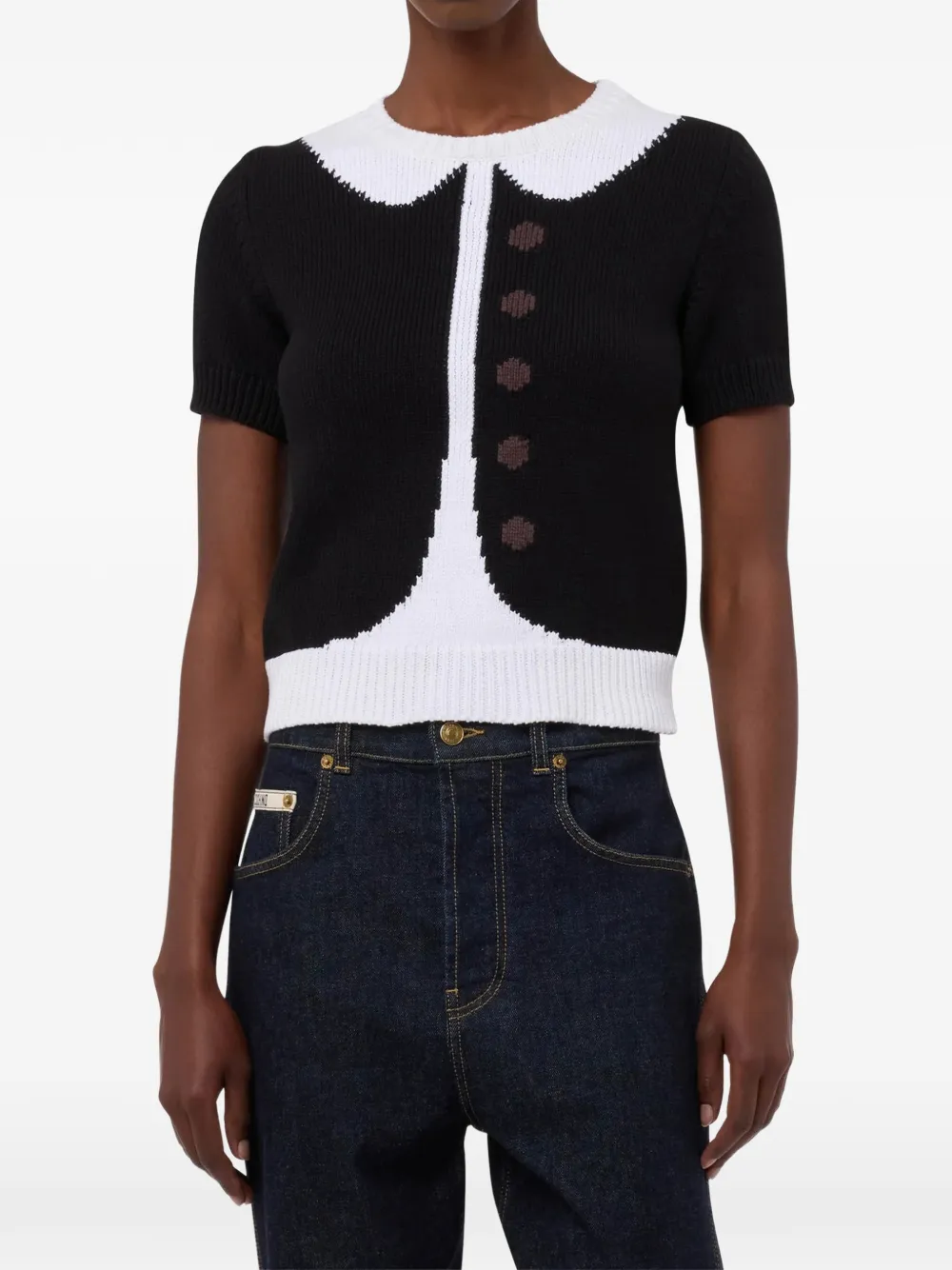 Moschino Top met knopen en kraag Zwart