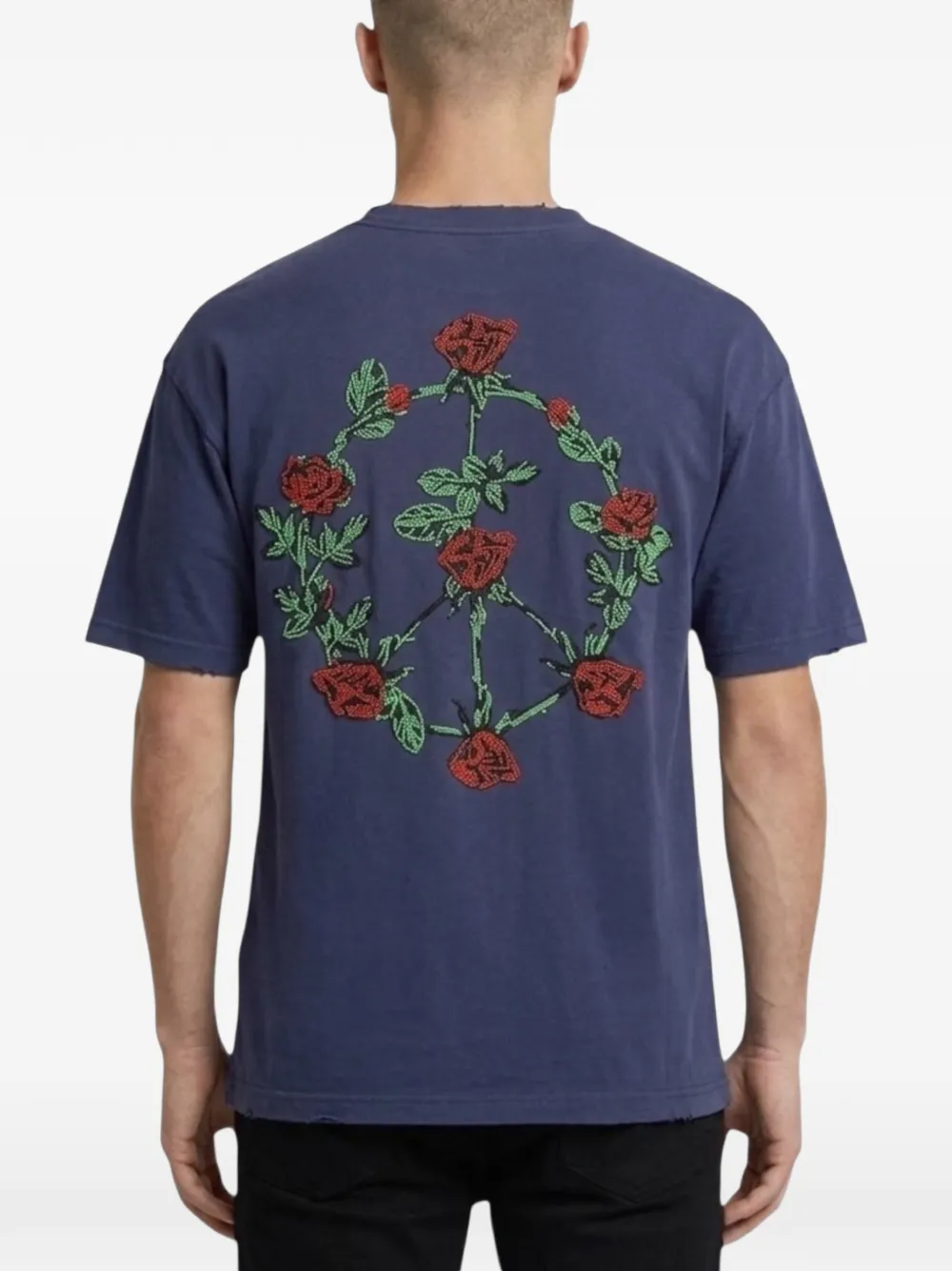  Bldg4 Beaded-embellishment T-shirt - Blue 