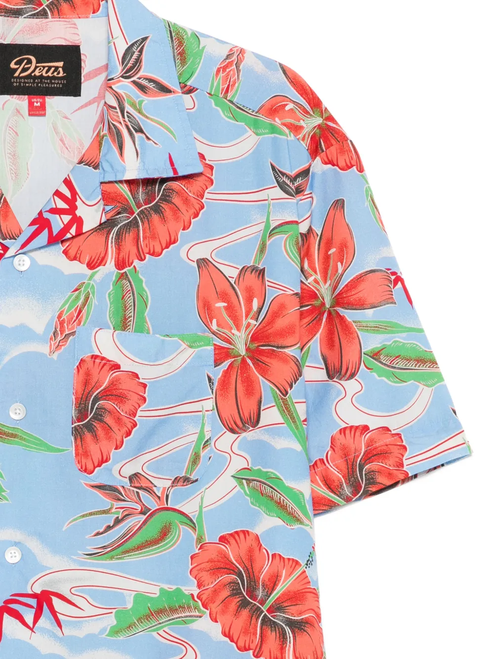 Deus Ex Machina Broadus overhemd met bloemenprint en korte mouwen Blauw