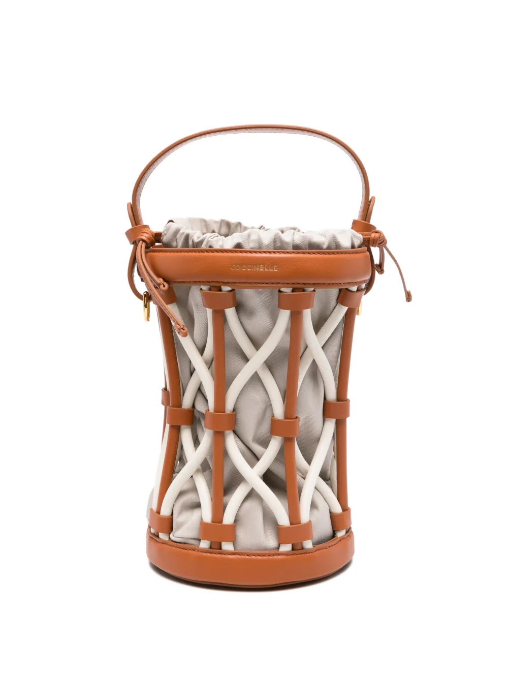 Coccinelle Koi leather-detail bucket bag - Marrone