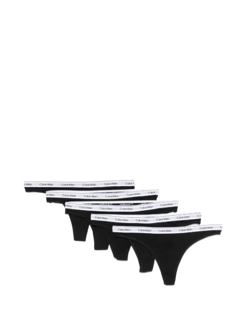 Calvin Klein logo-waistband thongs (set of five)