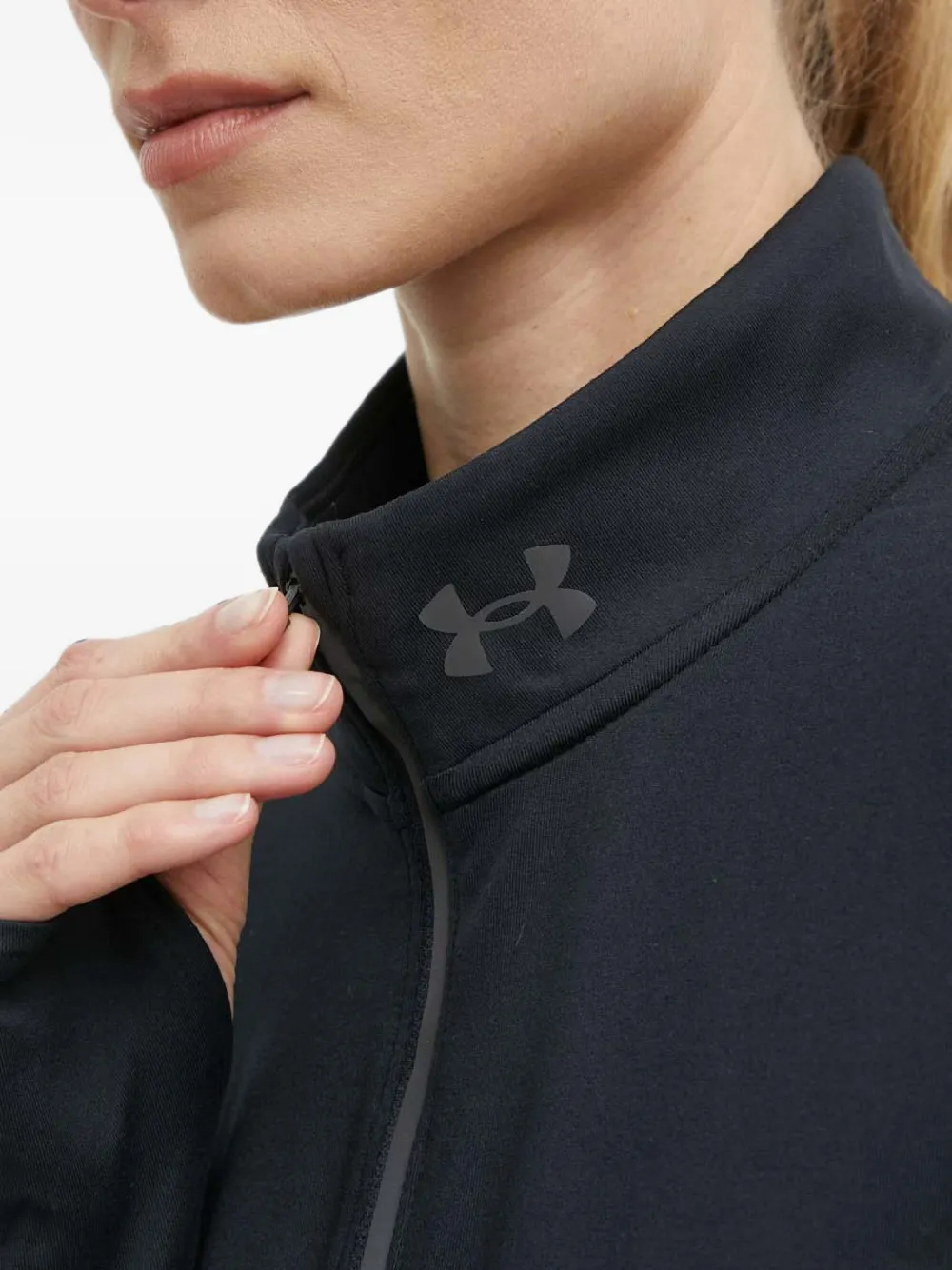 Under Armour Sweater met rits en duimgat Zwart