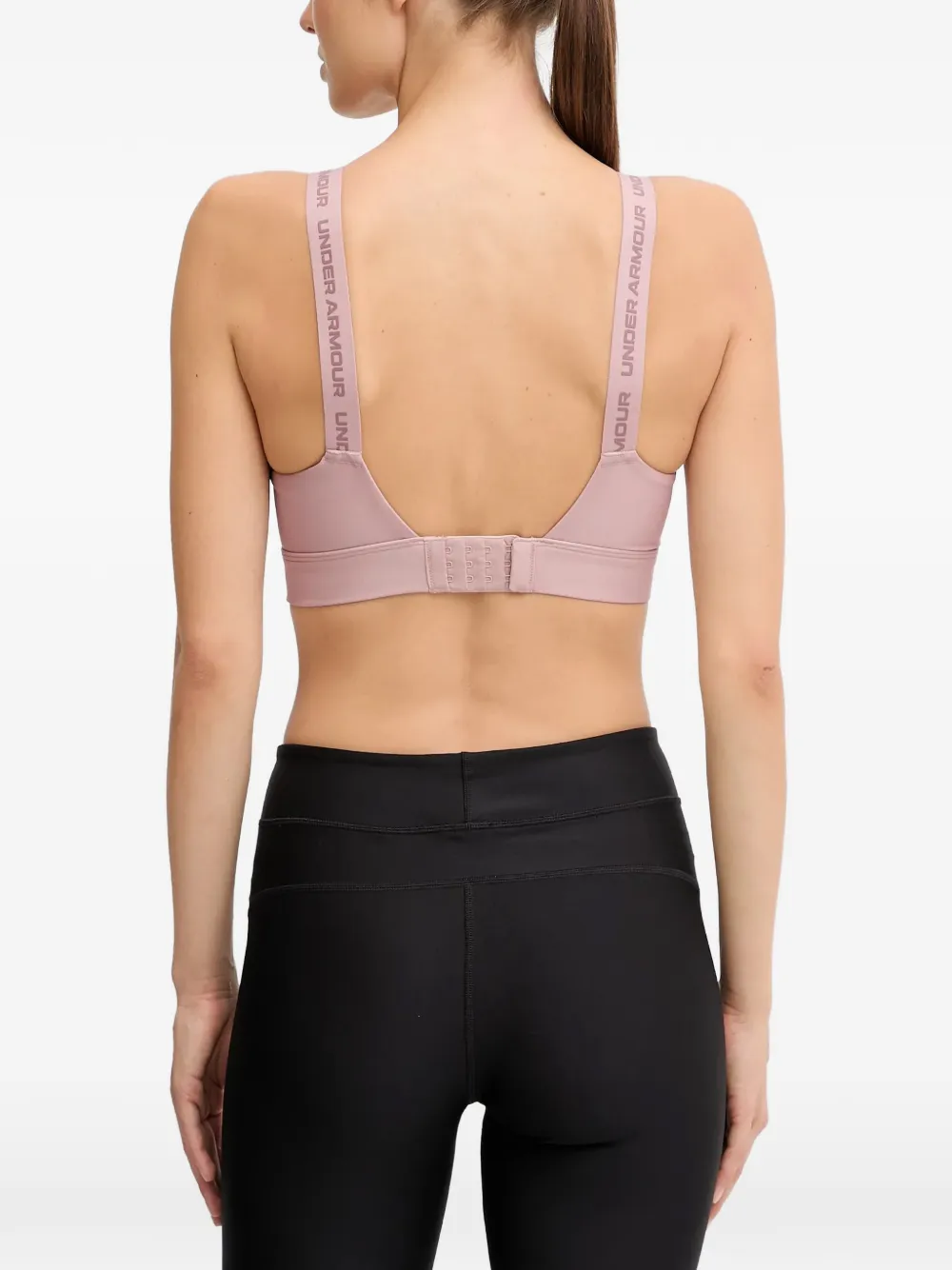 Under Armour logo-strap mesh-panel sports bra Roze