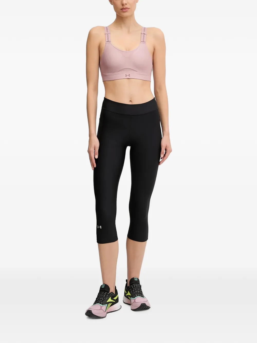Under Armour logo-strap mesh-panel sports bra Roze