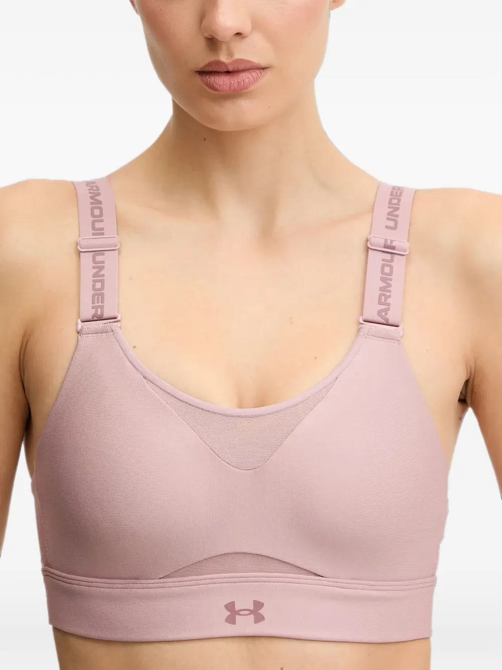 Under Armour logo-strap mesh-panel sports bra Roze