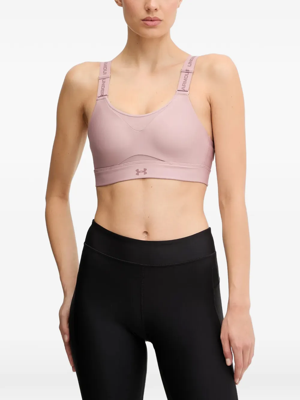 Under Armour logo-strap mesh-panel sports bra Roze