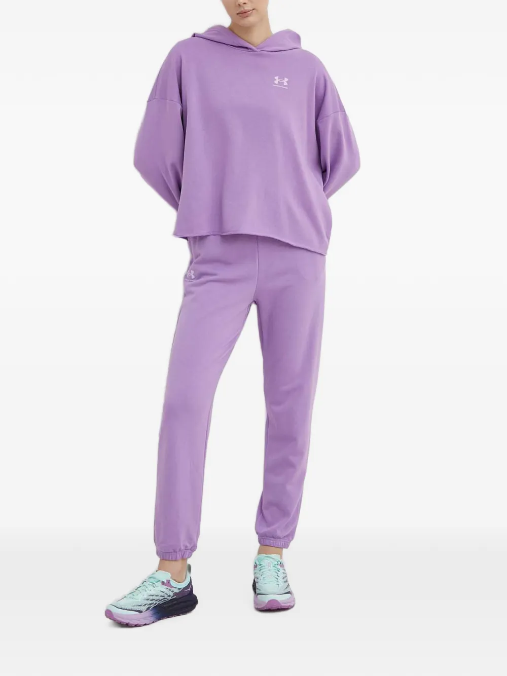Under Armour Broek met trekkoord en logo Paars