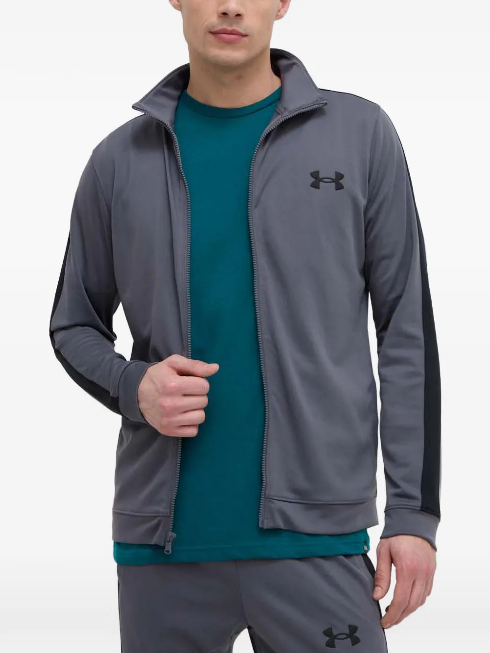 Under Armour Trainingspak met logo-print en zijstreep Grijs