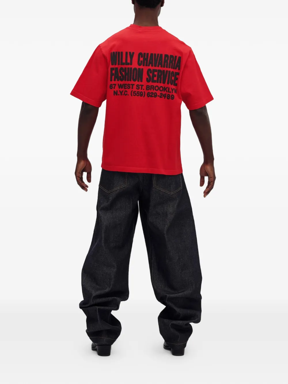 Willy Chavarria Fashion Services Short-sleeve T-shirt in Red, view 3