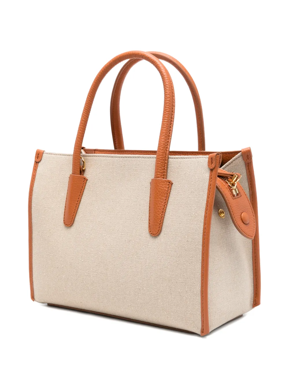 Coccinelle Toilettas met geborduurd logo en leren afwerking Beige