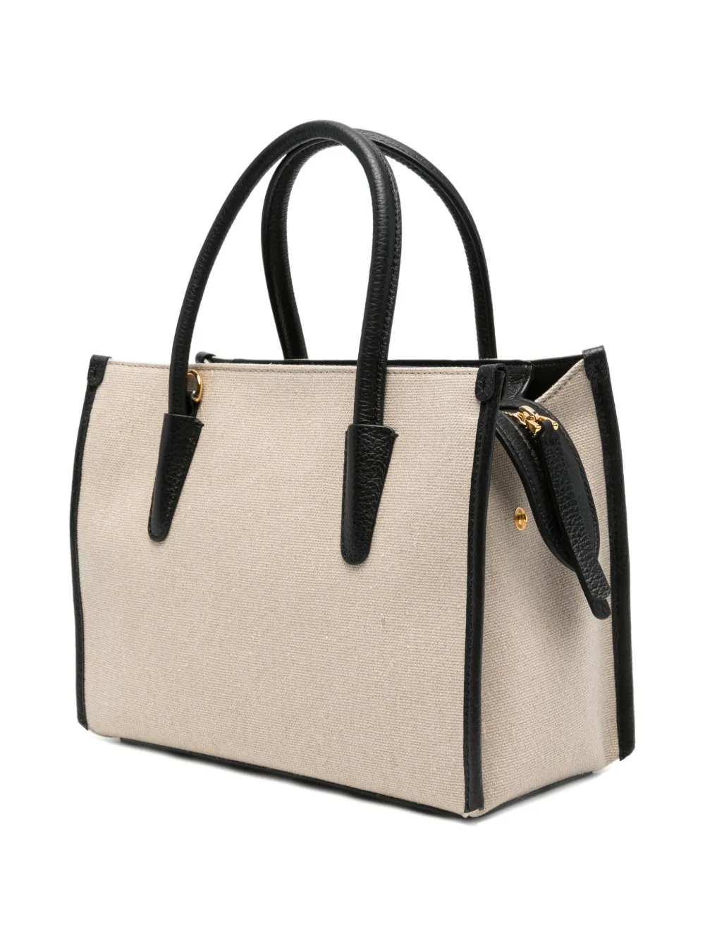 Coccinelle Toilettas met geborduurd logo en leren afwerking Beige