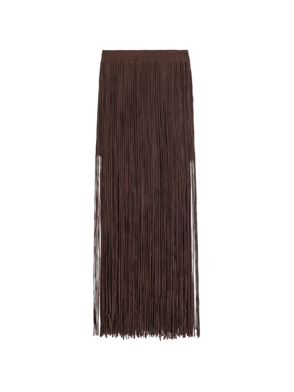 Alysi fringed woven-waistband maxi skirt - Brown