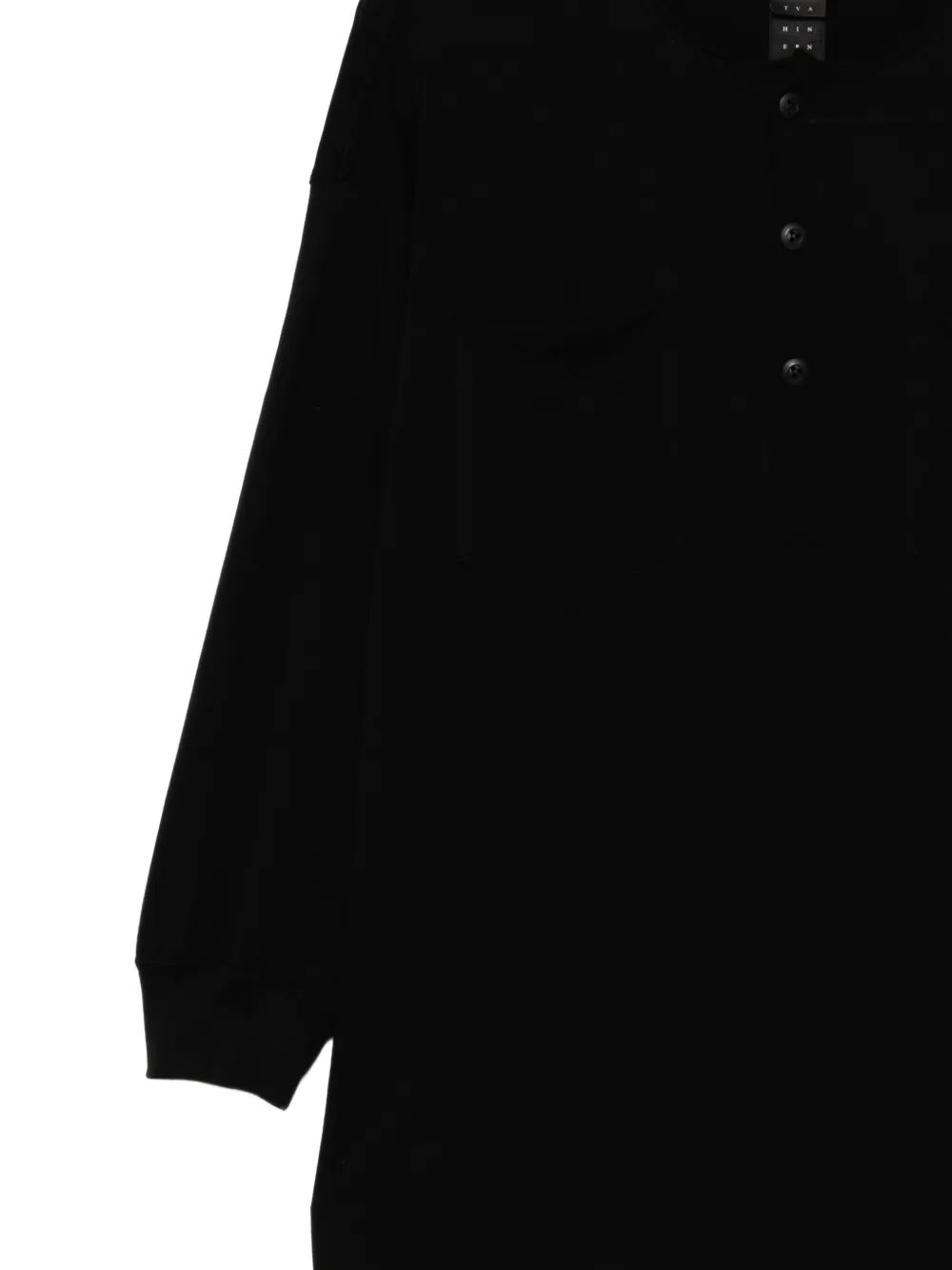 The Viridi-Anne Henley T-shirt met V-hals Zwart