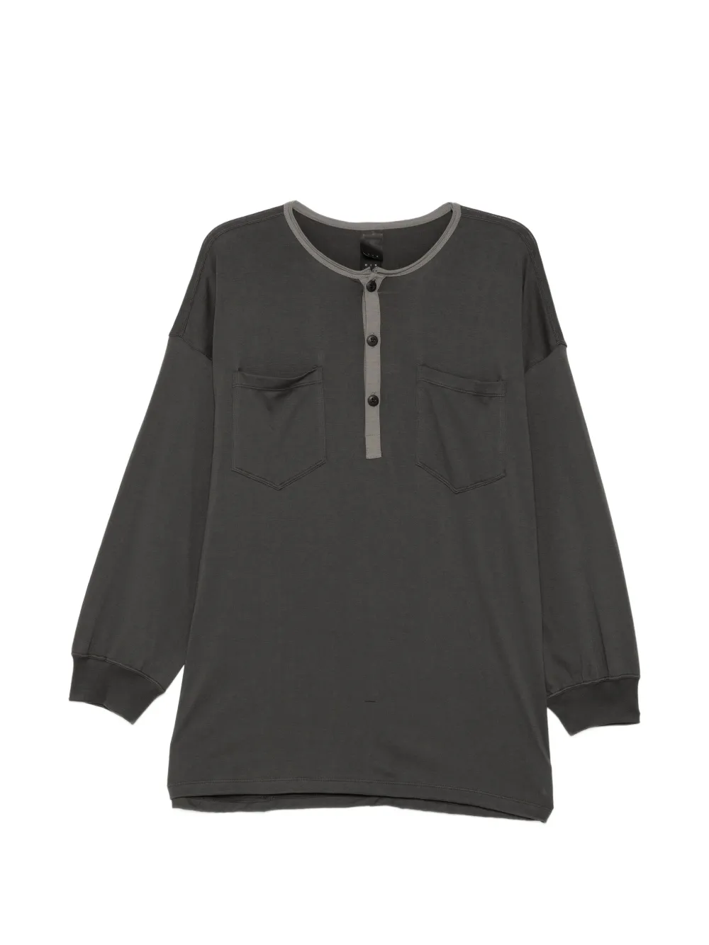 The Viridi-Anne Henley-neck T-shirt - Grigio