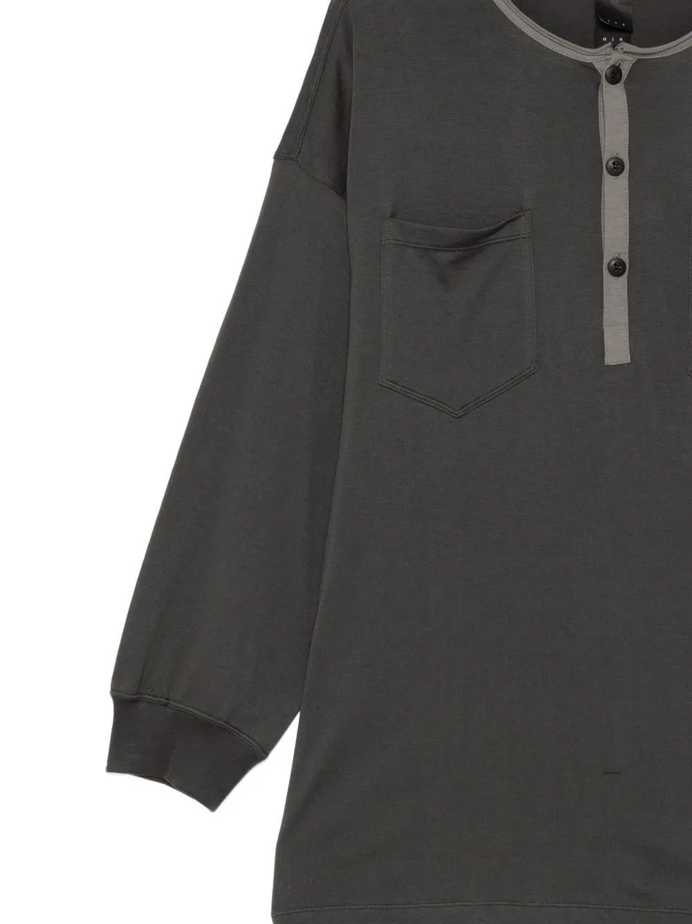 The Viridi-Anne Henley T-shirt met V-hals Grijs