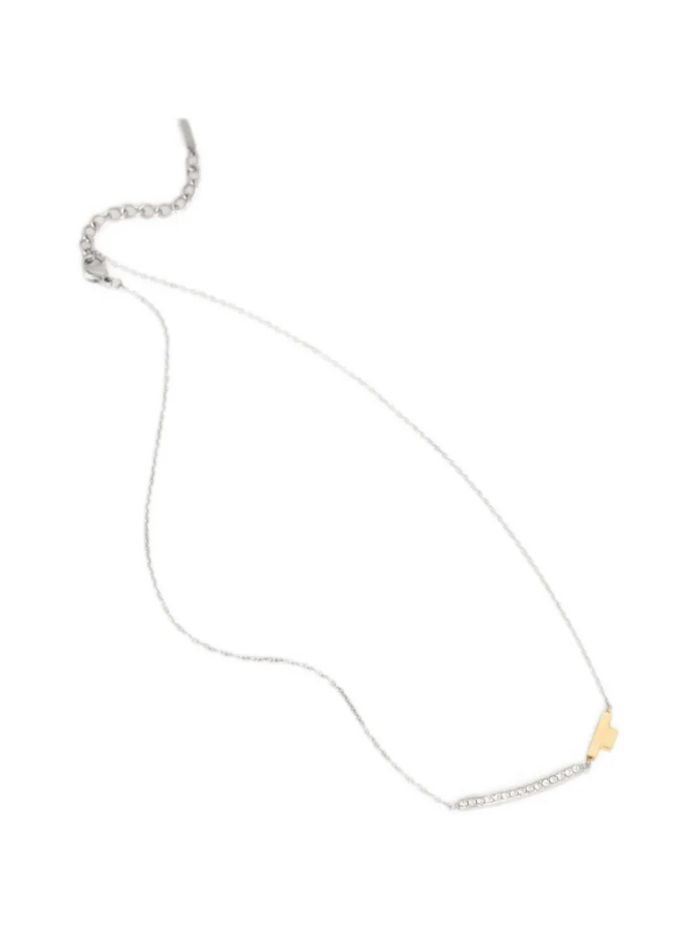 Trussardi crystal-embellished logo-plaque necklace - Argento