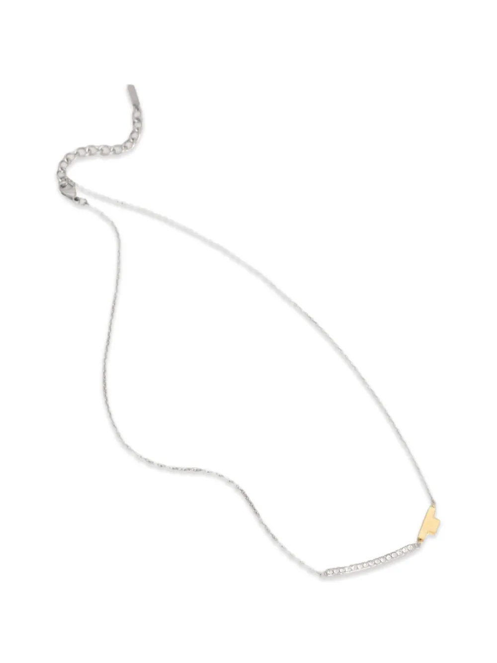 Trussardi crystal-embellished logo-plaque necklace - Argento