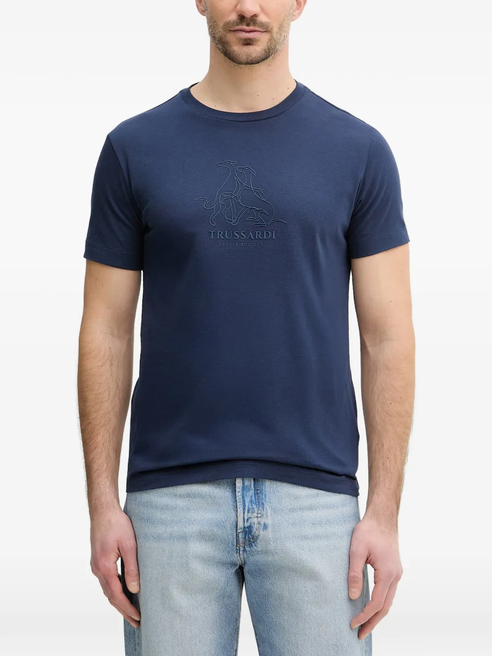 Trussardi logo-embossed T-shirt - Blu