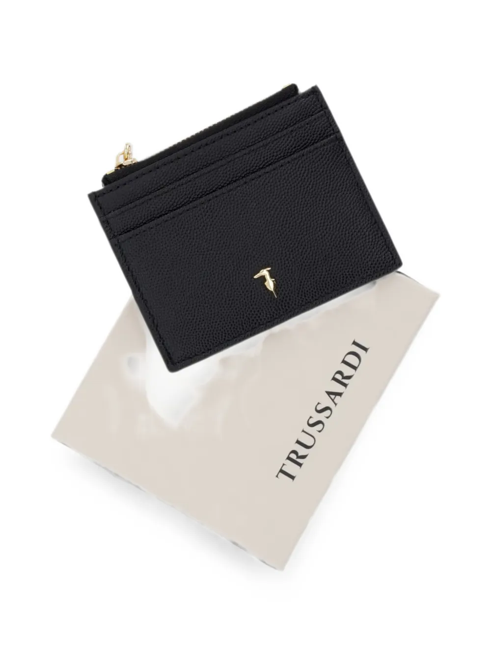 Trussardi Pasjeshouder met rits en dierenpatroon Zwart