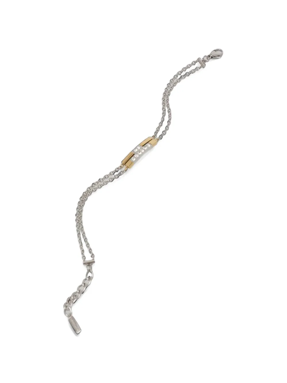 Trussardi crystal-embellished double-chain bracelet - Argento