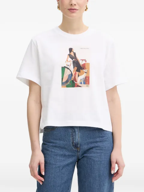 Trussardi graphic-print side-slit T-shirt