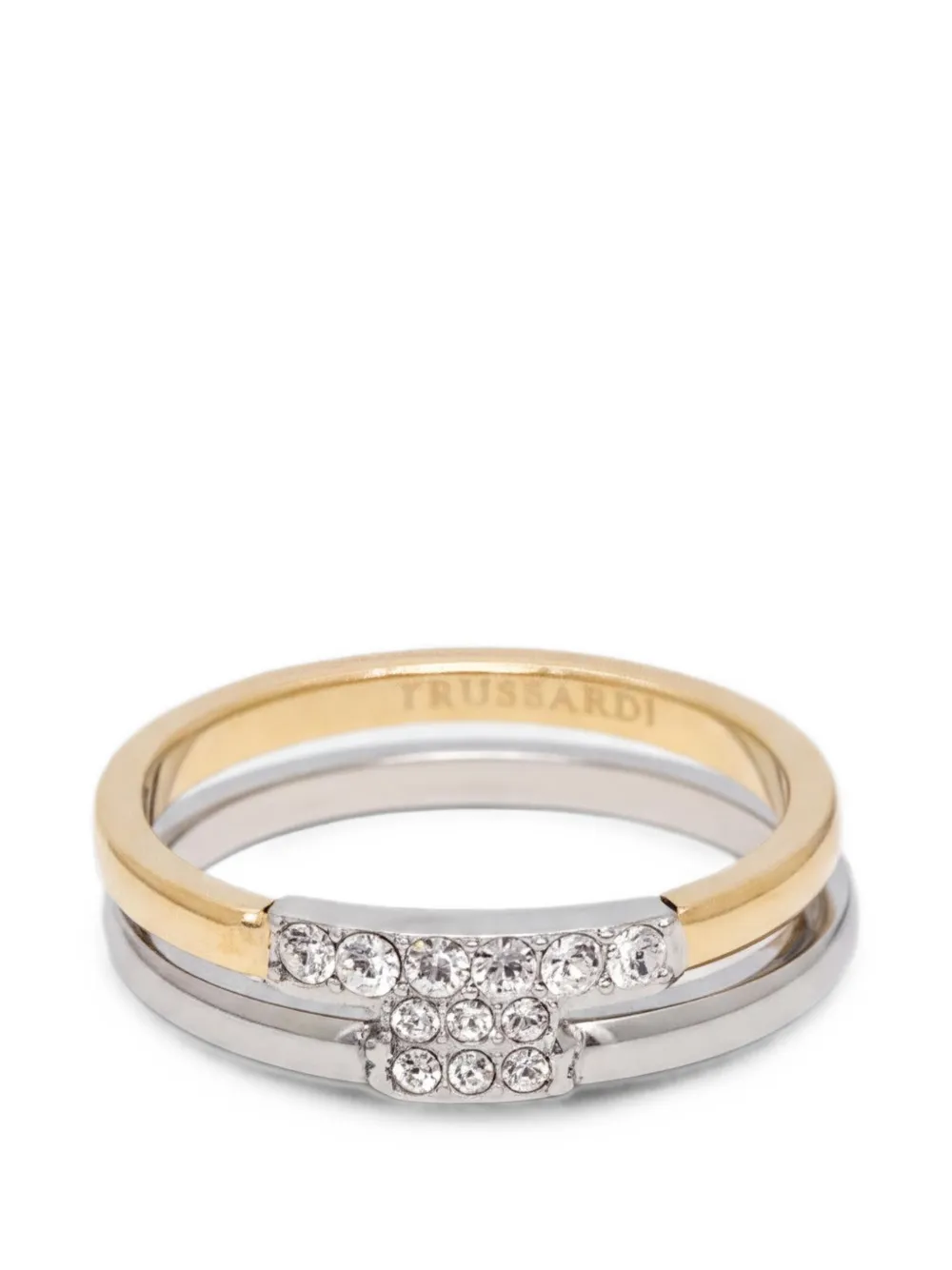 Trussardi Anello con cristalli - Oro
