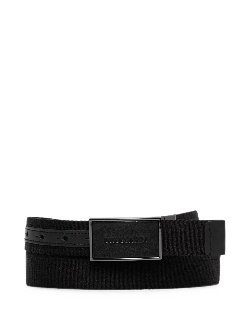 Trussardi logo-plaque woven belt