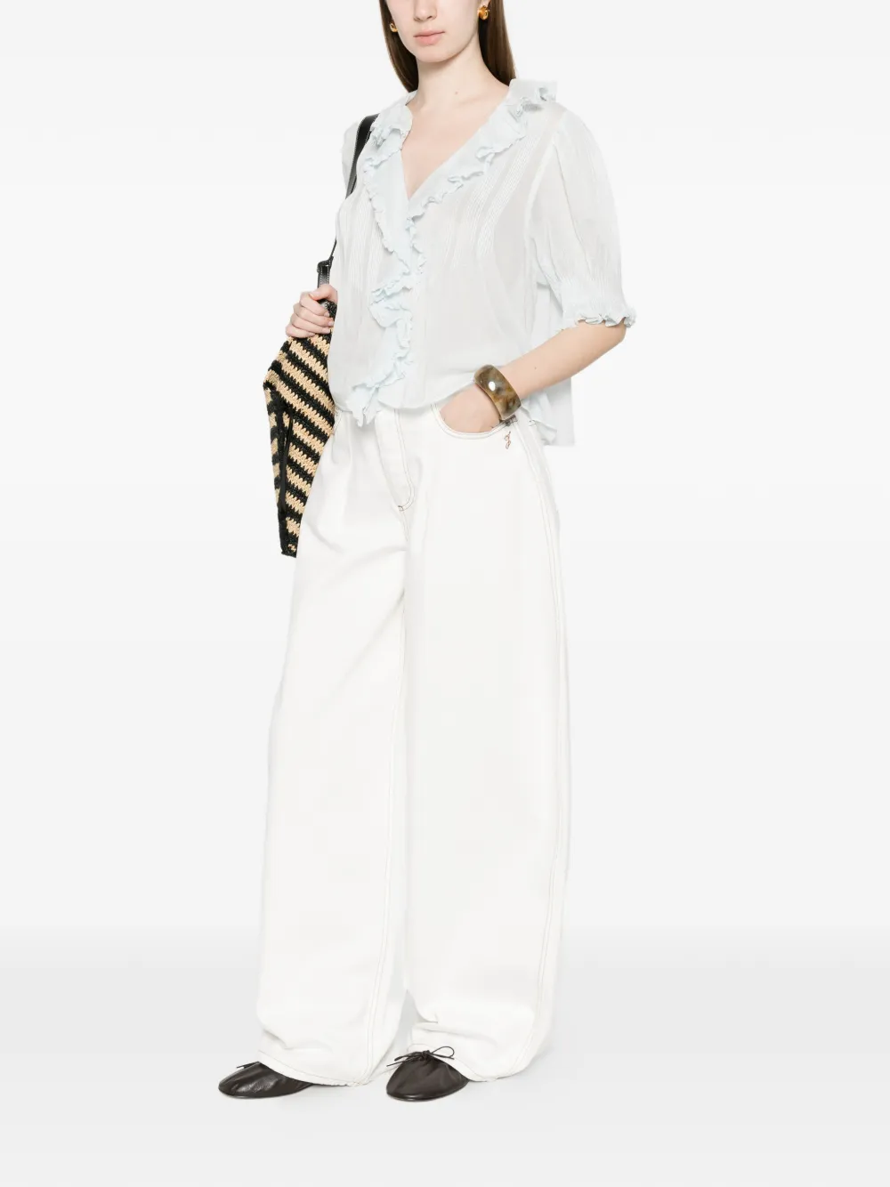  Dôen Henri Ruffled Blouse - Blue 
