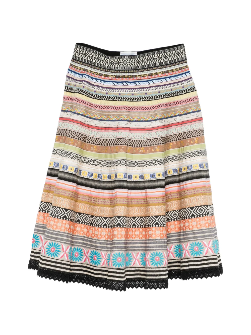 LENA HOSCHEK ribbon-detail A-line midi skirt - Toni neutri