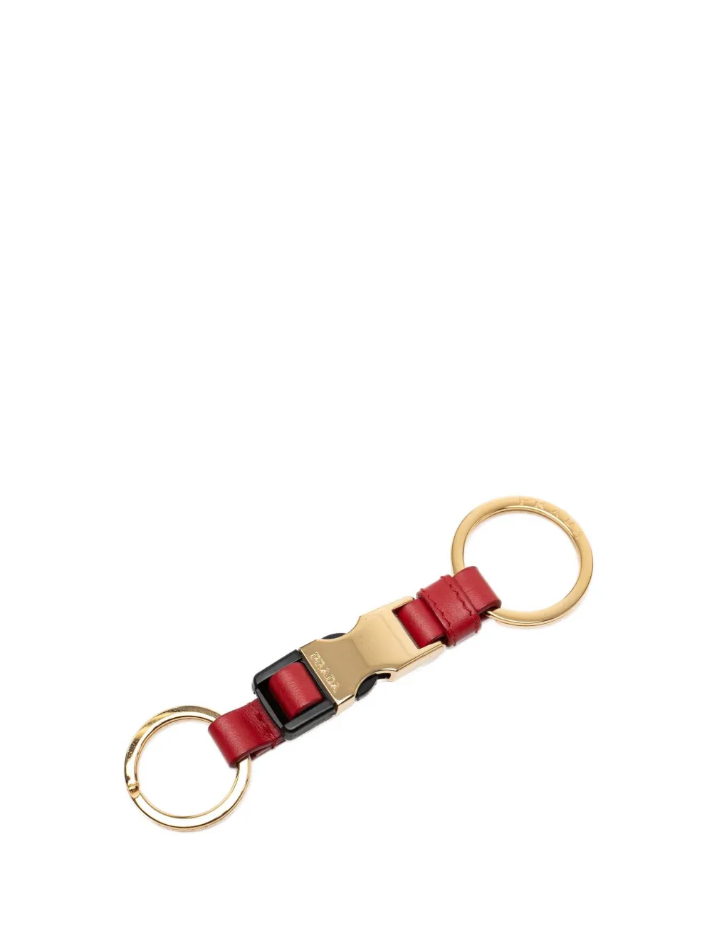 Pre-owned Prada 2010-2026 City Calf Leather Tuc Ring Key Holder In Red