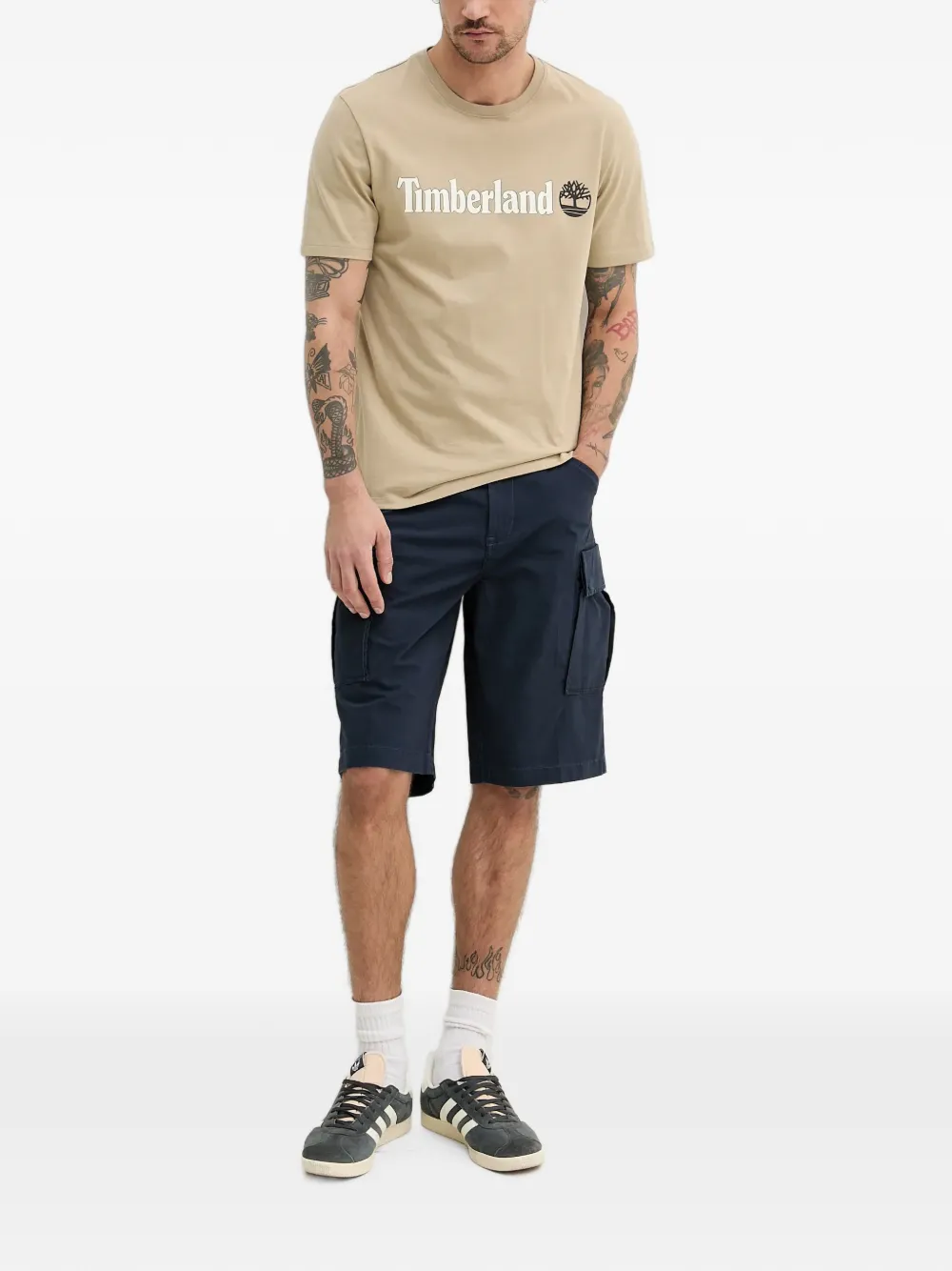 Timberland Cargo shorts met patch Blauw