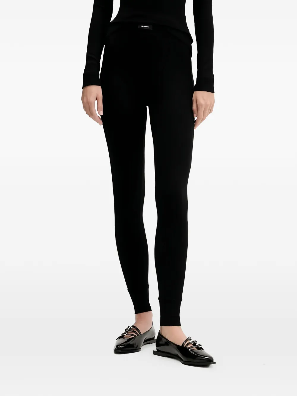 La Mania Logo-detail Ribbed Leggings In Black