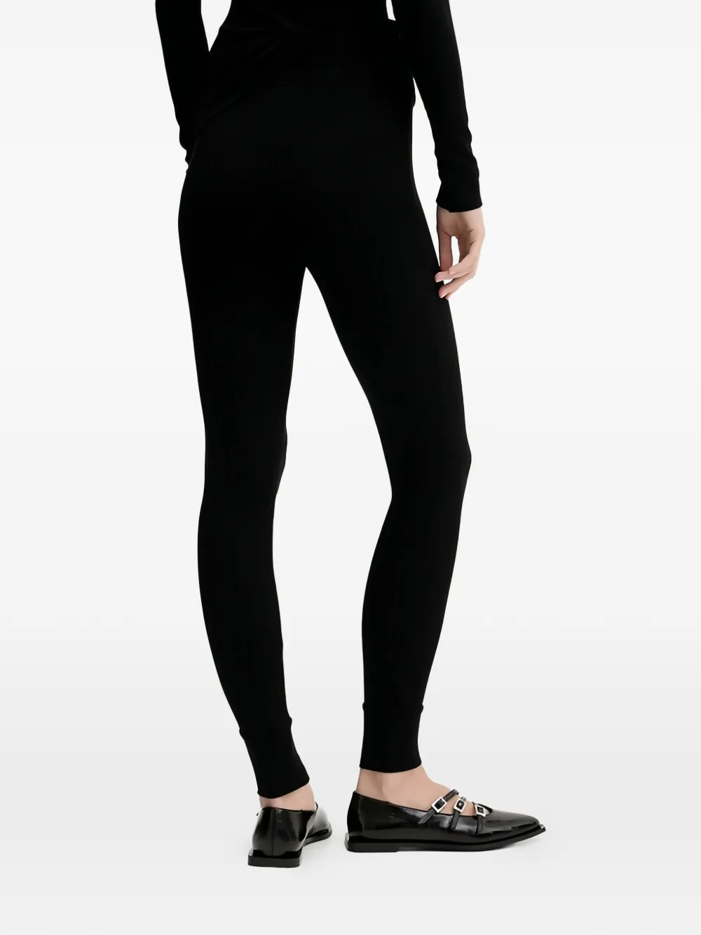 La Mania Geribbelde legging met logodetail Zwart