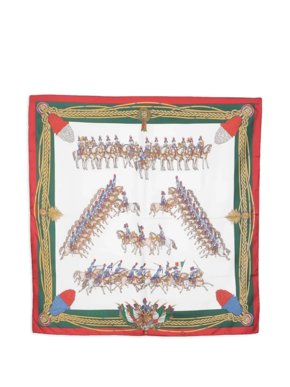 Gucci Pre-Owned cavalry-print silk scarf - Bianco