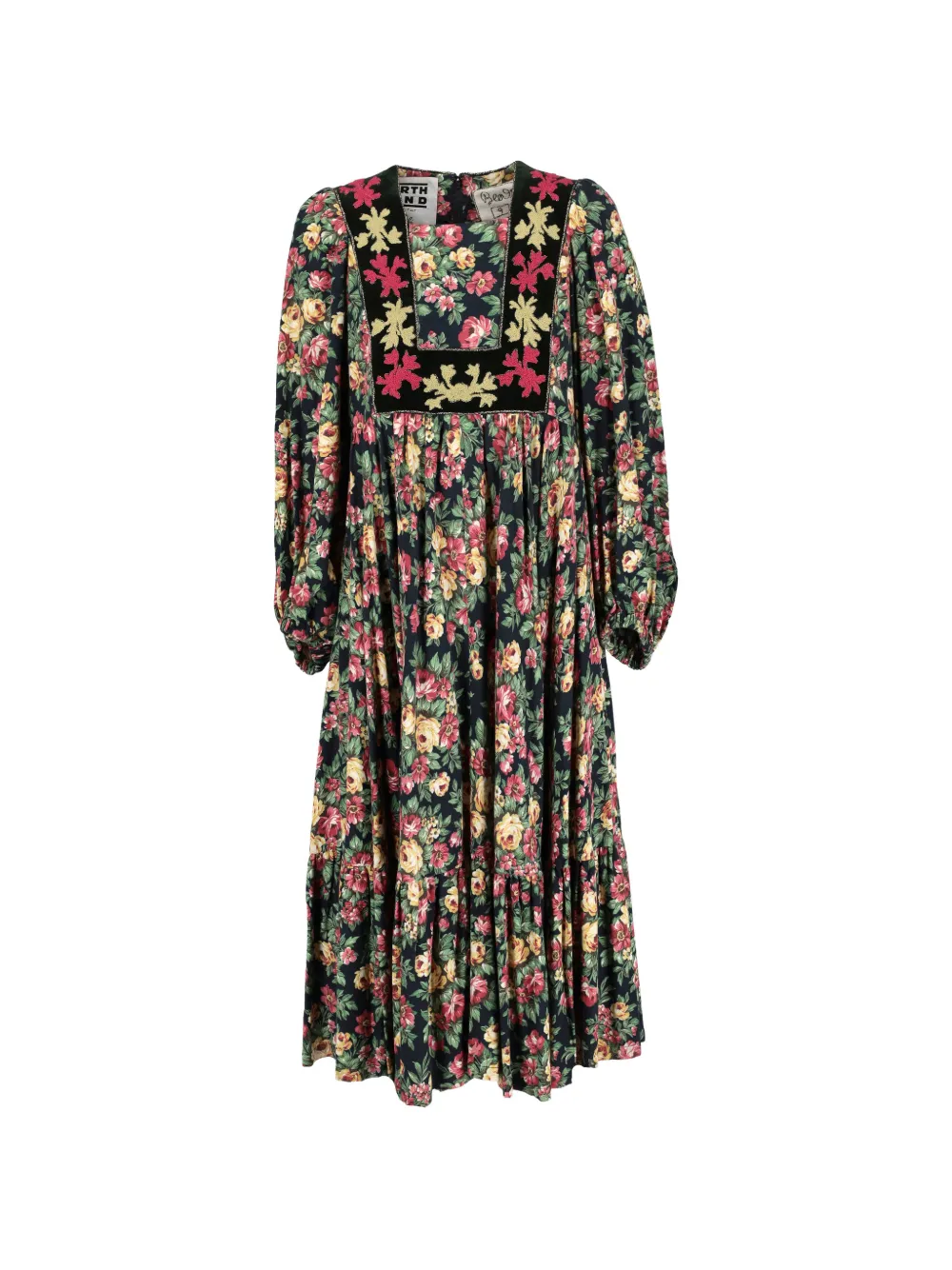 Vintage floral-print square-neck dress - Blu