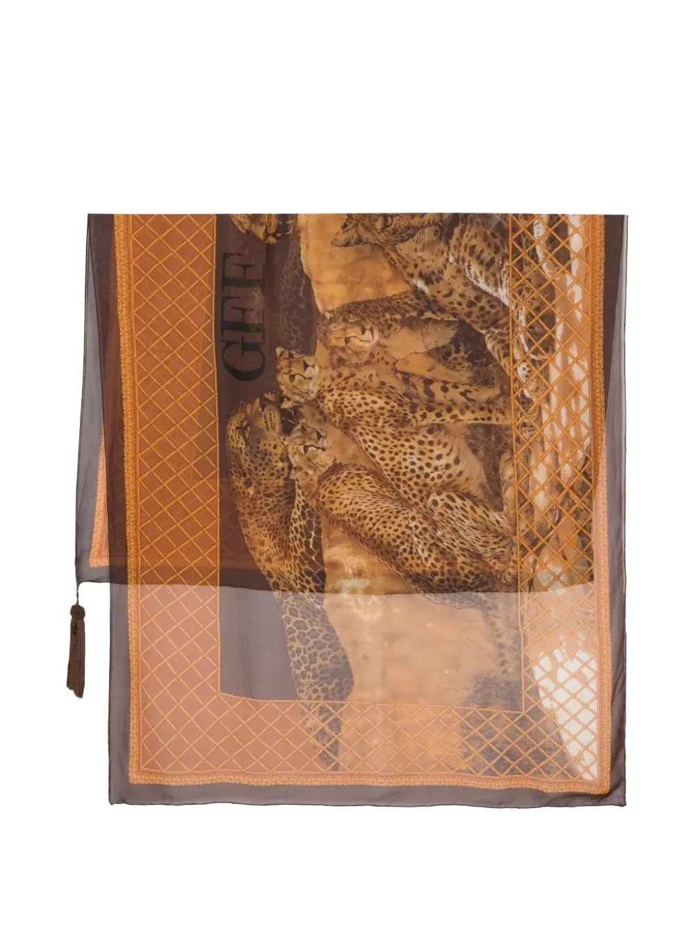 Gianfranco Ferré Pre-Owned chita-print silk scarf - Marrone