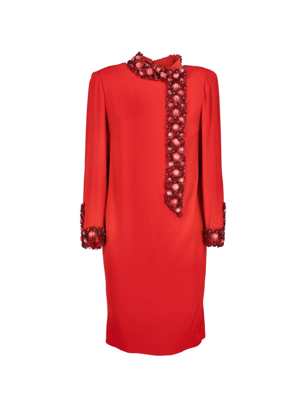 Vintage beaded-embellishment dress - Red
