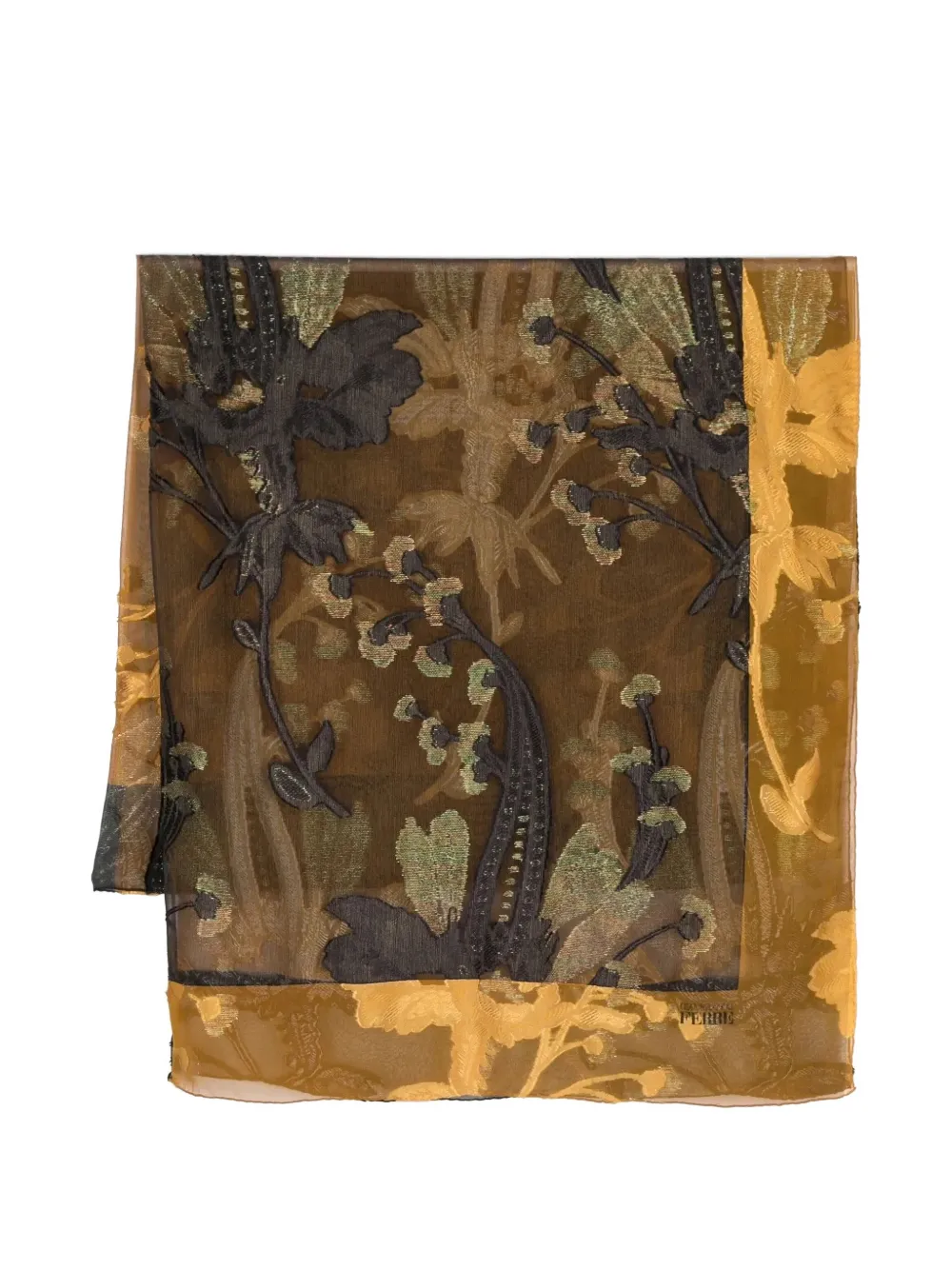 Gianfranco Ferré Pre-Owned floral-embroidered sheer scarf - Nero
