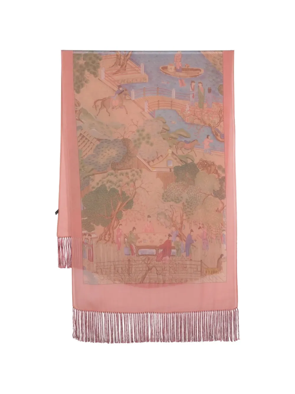 Gianfranco Ferré Pre-Owned printed fringed silk scarf - Rosa