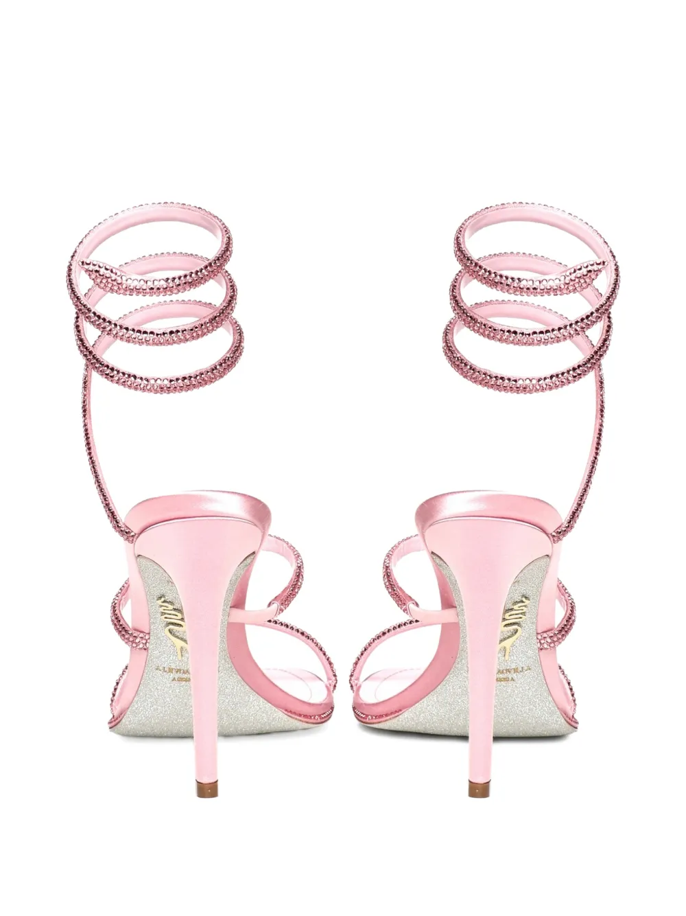 René Caovilla Cleo Powder strass spiral sandals Roze