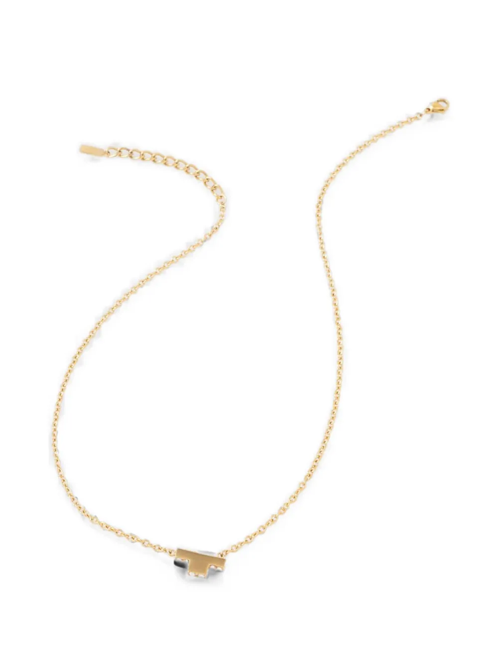 Trussardi crystal-embellished logo-pendant necklace - Oro