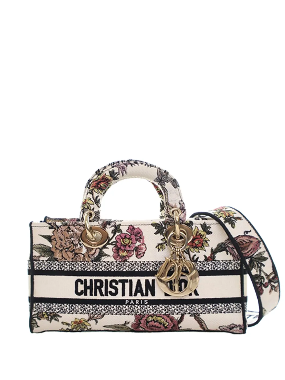 Christian Dior Pre-Owned 2022 Medium Embroidered Floral Canvas Lady D Joy satchel - Weiß