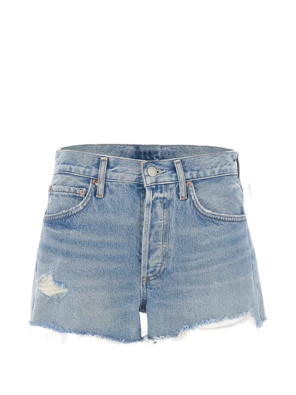 AGOLDE Parker frayed denim shorts - Blu