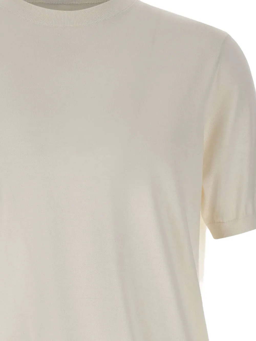Kangra Geribbelde trui met korte mouwen Beige