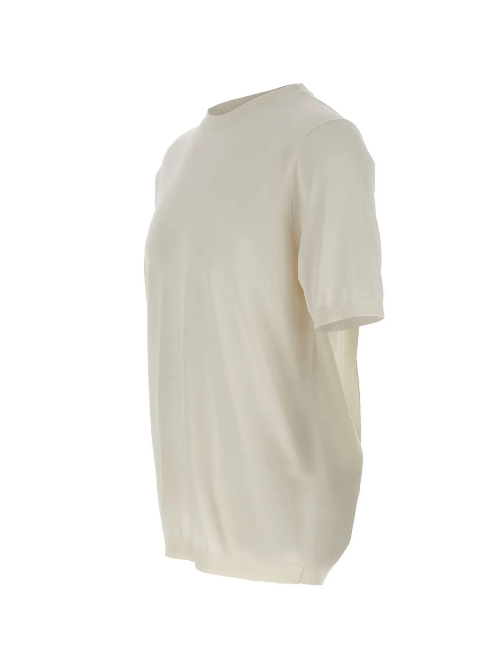 Kangra Geribbelde trui met korte mouwen Beige